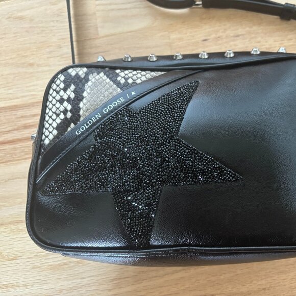 Golden Goose Black Studded Leather Shoulder Bag With Star - Picture 8 of 12